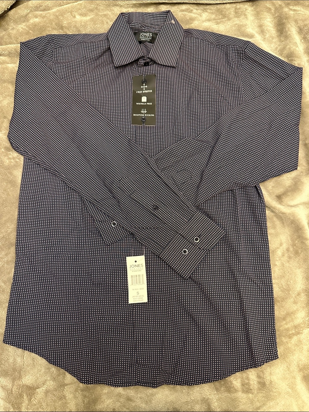 Jones New York Men's Navy Microdot Dress Shirt